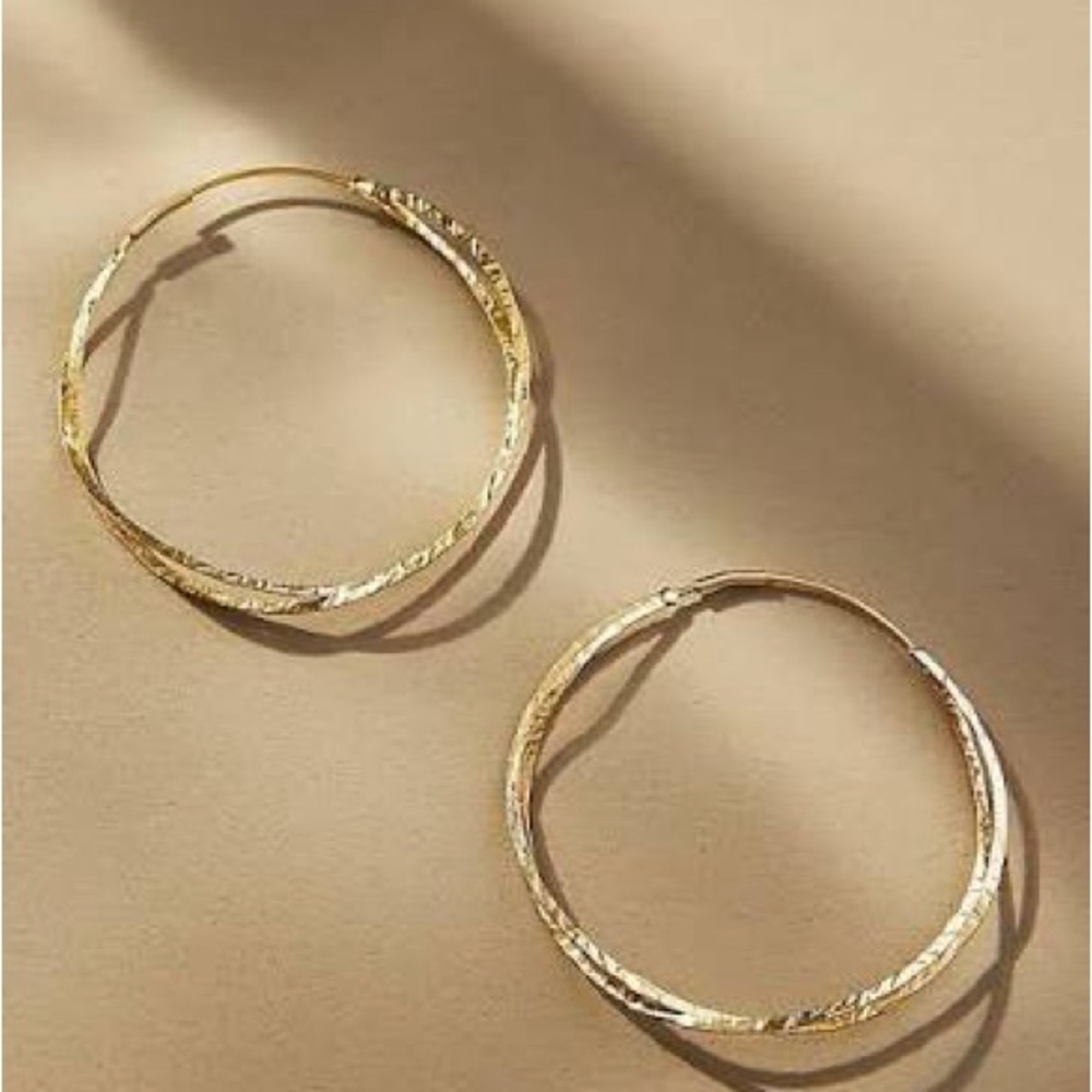 Anthropologie Twisted Gold Hoop Earrings